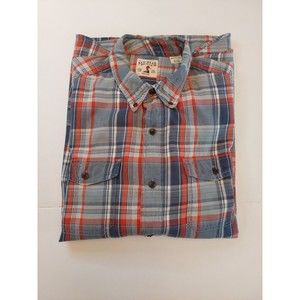 RedHead Mens XL Blue Gray Red Plaid Long Sleeve Casual Button Down Classic Shirt